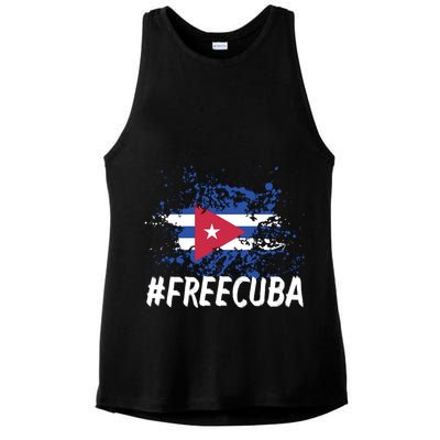 Free Cuba Flag Ladies PosiCharge Tri-Blend Wicking Tank