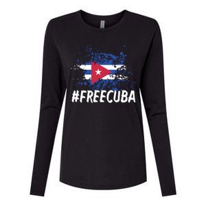 Free Cuba Flag Womens Cotton Relaxed Long Sleeve T-Shirt