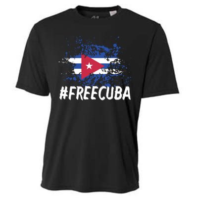 Free Cuba Flag Cooling Performance Crew T-Shirt