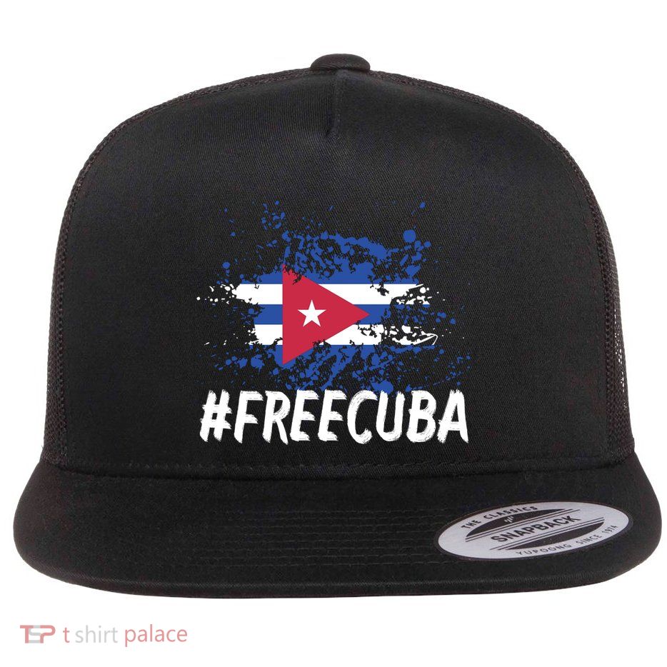 Free Cuba Flag Flat Bill Trucker Hat