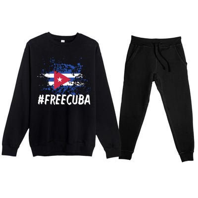 Free Cuba Flag Premium Crewneck Sweatsuit Set