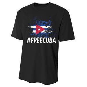 Free Cuba Flag Performance Sprint T-Shirt