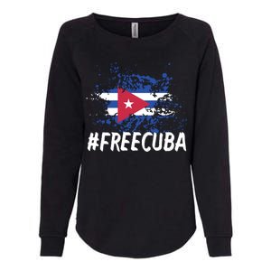 Free Cuba Flag Womens California Wash Sweatshirt