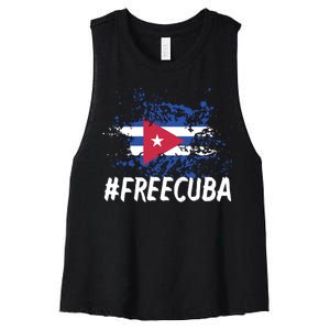 Free Cuba Flag Women's Racerback Cropped Tank