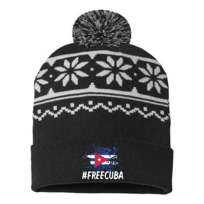 Free Cuba Flag USA-Made Snowflake Beanie