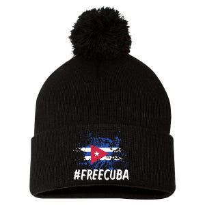 Free Cuba Flag Pom Pom 12in Knit Beanie