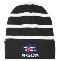 Free Cuba Flag Striped Beanie with Solid Band