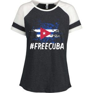 Free Cuba Flag Enza Ladies Jersey Colorblock Tee