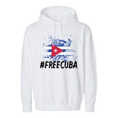 Free Cuba Flag Garment-Dyed Fleece Hoodie