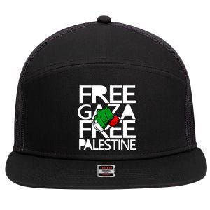 Free Gaza And Palestine Fist 7 Panel Mesh Trucker Snapback Hat