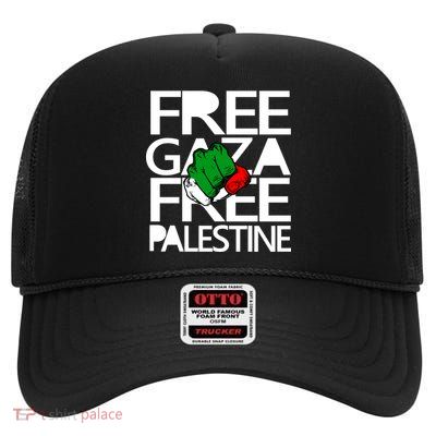 Free Gaza And Palestine Fist High Crown Mesh Back Trucker Hat