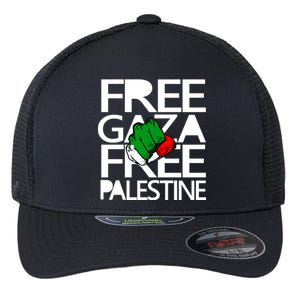 Free Gaza And Palestine Fist Flexfit Unipanel Trucker Cap