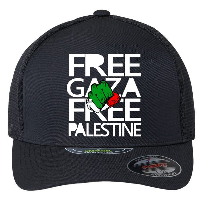 Free Gaza And Palestine Fist Flexfit Unipanel Trucker Cap