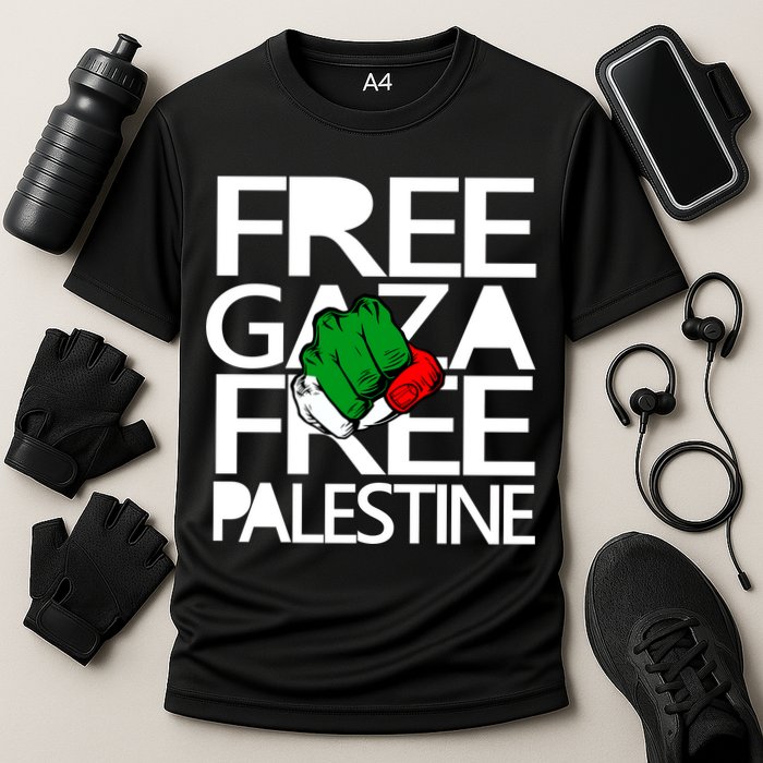 Free Gaza And Palestine Fist Cooling Performance Crew T-Shirt