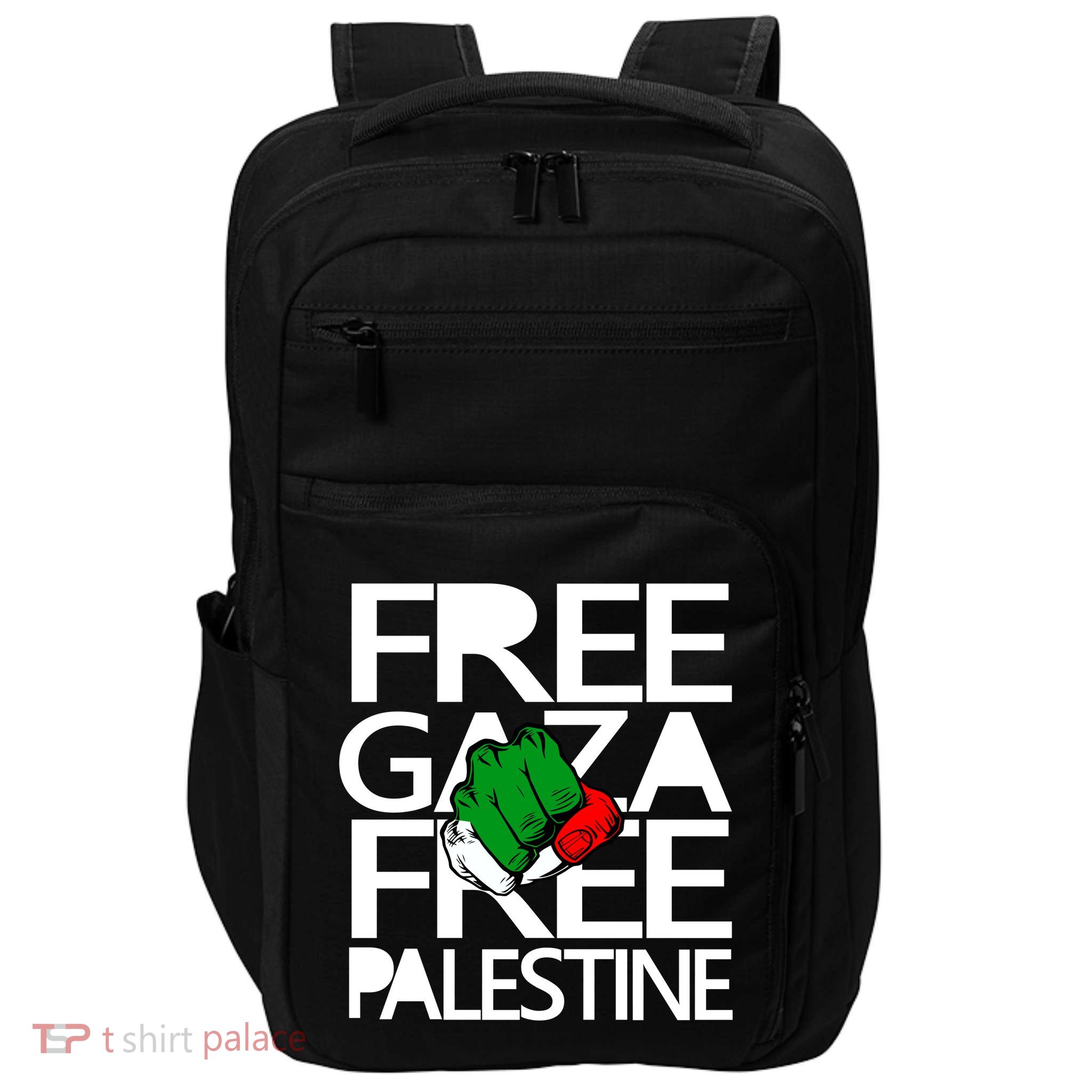 Free Gaza And Palestine Fist Impact Tech Backpack