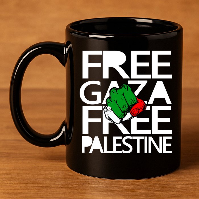 Free Gaza And Palestine Fist 11oz C Handle Ceramic Mug