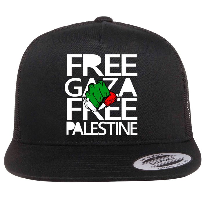 Free Gaza And Palestine Fist Flat Bill Trucker Hat