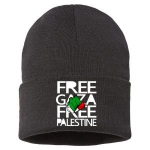 Free Gaza And Palestine Fist Sustainable Knit Beanie