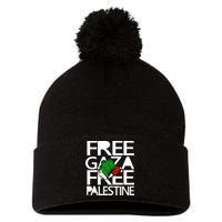 Free Gaza And Palestine Fist Pom Pom 12in Knit Beanie