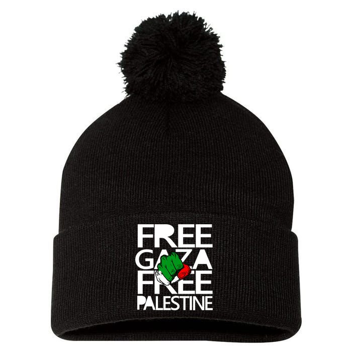 Free Gaza And Palestine Fist Pom Pom 12in Knit Beanie