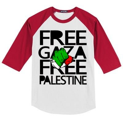 Free Gaza And Palestine Fist Kids Colorblock Raglan Jersey