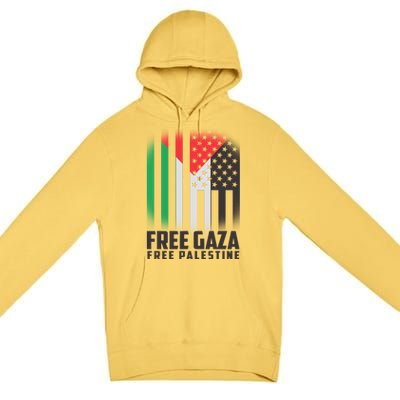 Free Gaza Free Palestine US Palestine Flag colors Premium Pullover Hoodie