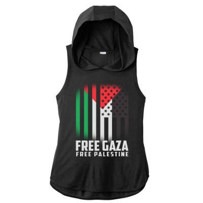 Free Gaza Free Palestine US Palestine Flag colors Ladies PosiCharge Tri-Blend Wicking Draft Hoodie Tank