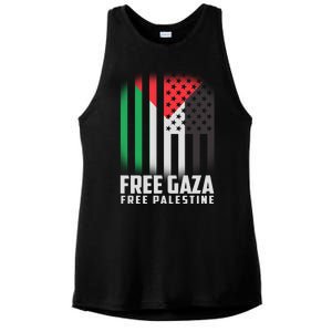 Free Gaza Free Palestine US Palestine Flag colors Ladies PosiCharge Tri-Blend Wicking Tank