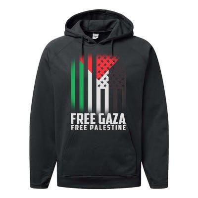 Free Gaza Free Palestine US Palestine Flag colors Performance Fleece Hoodie