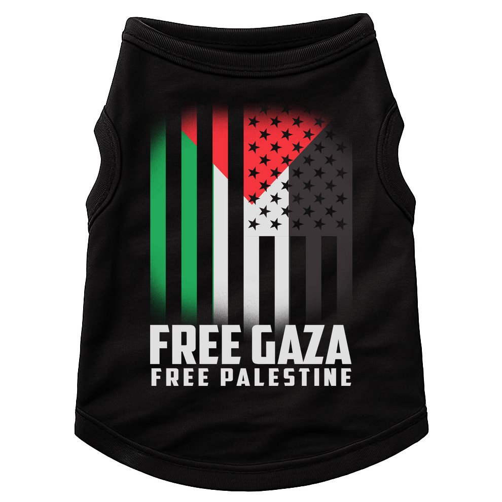 Free Gaza Free Palestine US Palestine Flag colors Doggie Tank