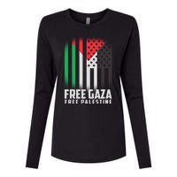 Free Gaza Free Palestine US Palestine Flag colors Womens Cotton Relaxed Long Sleeve T-Shirt