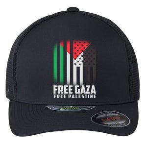 Free Gaza Free Palestine US Palestine Flag colors Flexfit Unipanel Trucker Cap