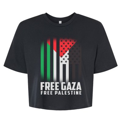 Free Gaza Free Palestine US Palestine Flag colors Bella+Canvas Jersey Crop Tee