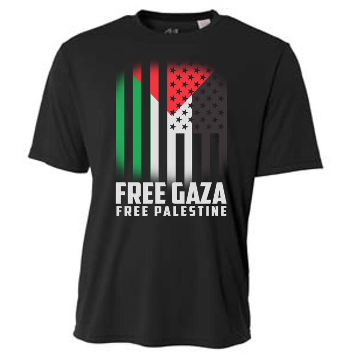 Free Gaza Free Palestine US Palestine Flag colors Cooling Performance Crew T-Shirt