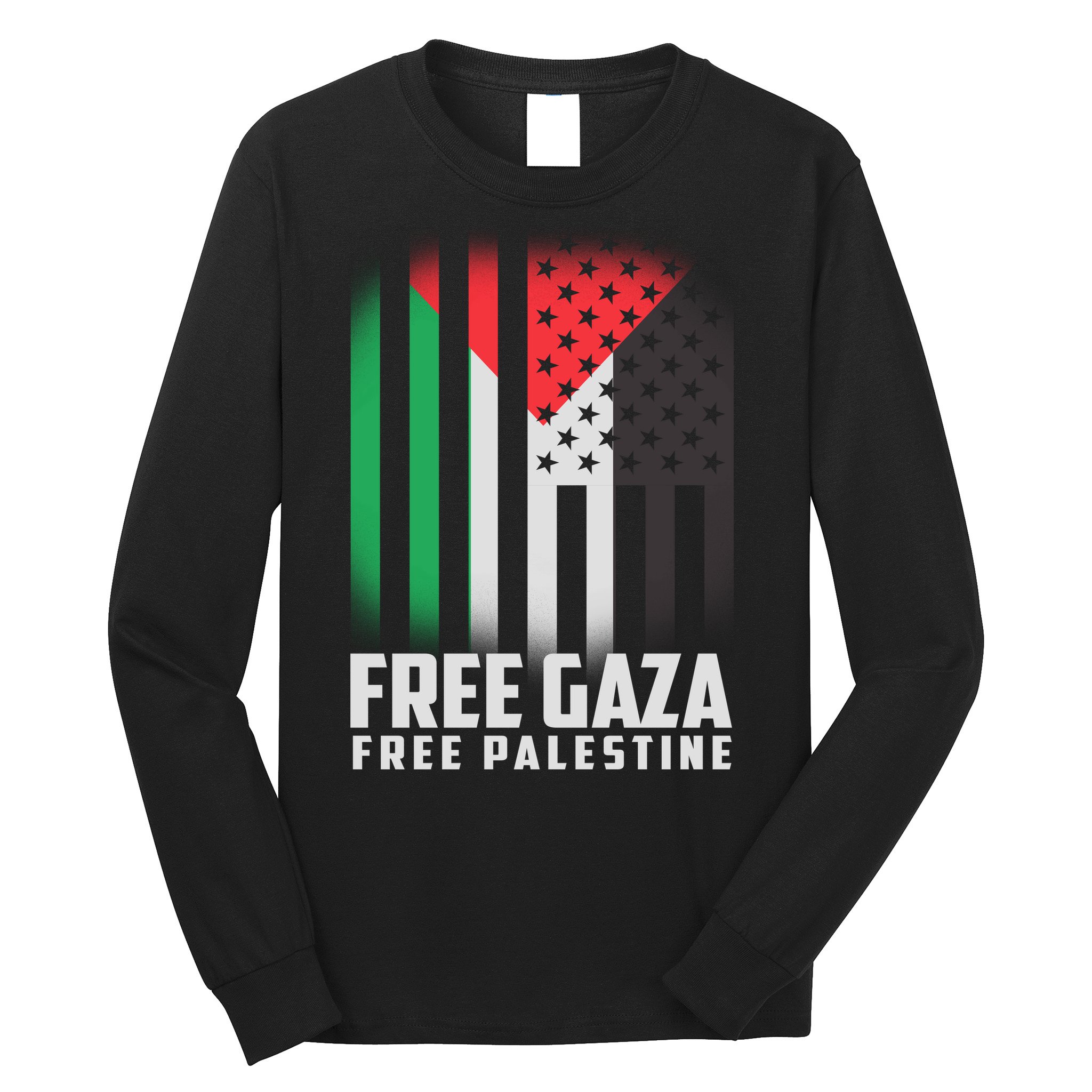 Free Gaza Free Palestine US Palestine Flag colors Long Sleeve Shirt