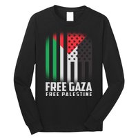 Free Gaza Free Palestine US Palestine Flag colors Long Sleeve Shirt