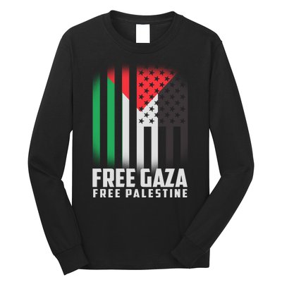 Free Gaza Free Palestine US Palestine Flag colors Long Sleeve Shirt