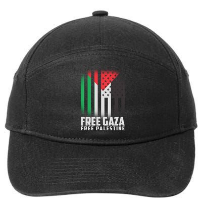 Free Gaza Free Palestine US Palestine Flag colors 7-Panel Snapback Hat