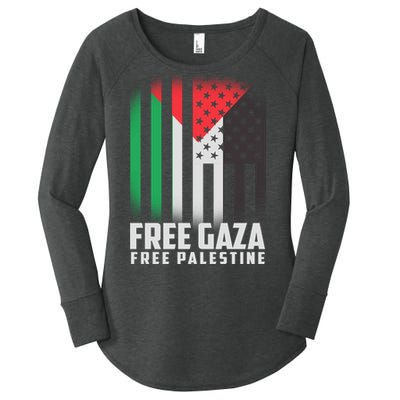 Free Gaza Free Palestine US Palestine Flag colors Women's Perfect Tri Tunic Long Sleeve Shirt