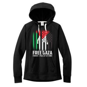 Free Gaza Free Palestine US Palestine Flag colors Women's Fleece Hoodie