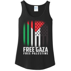 Free Gaza Free Palestine US Palestine Flag colors Ladies Essential Tank