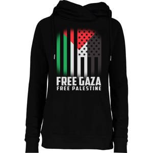 Free Gaza Free Palestine US Palestine Flag colors Womens Funnel Neck Pullover Hood