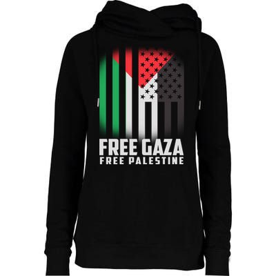 Free Gaza Free Palestine US Palestine Flag colors Womens Funnel Neck Pullover Hood