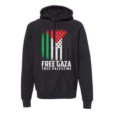 Free Gaza Free Palestine US Palestine Flag colors Premium Hoodie