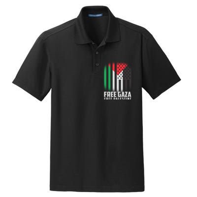 Free Gaza Free Palestine US Palestine Flag colors Dry Zone Grid Polo