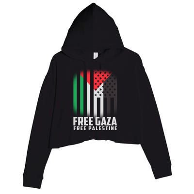 Free Gaza Free Palestine US Palestine Flag colors Crop Fleece Hoodie