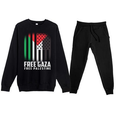 Free Gaza Free Palestine US Palestine Flag colors Premium Crewneck Sweatsuit Set