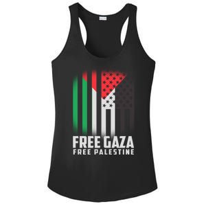 Free Gaza Free Palestine US Palestine Flag colors Ladies PosiCharge Competitor Racerback Tank