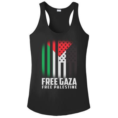 Free Gaza Free Palestine US Palestine Flag colors Ladies PosiCharge Competitor Racerback Tank