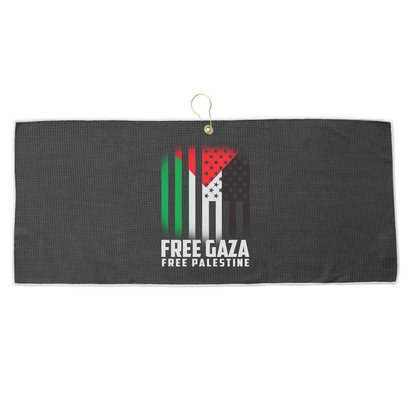 Free Gaza Free Palestine US Palestine Flag colors Large Microfiber Waffle Golf Towel